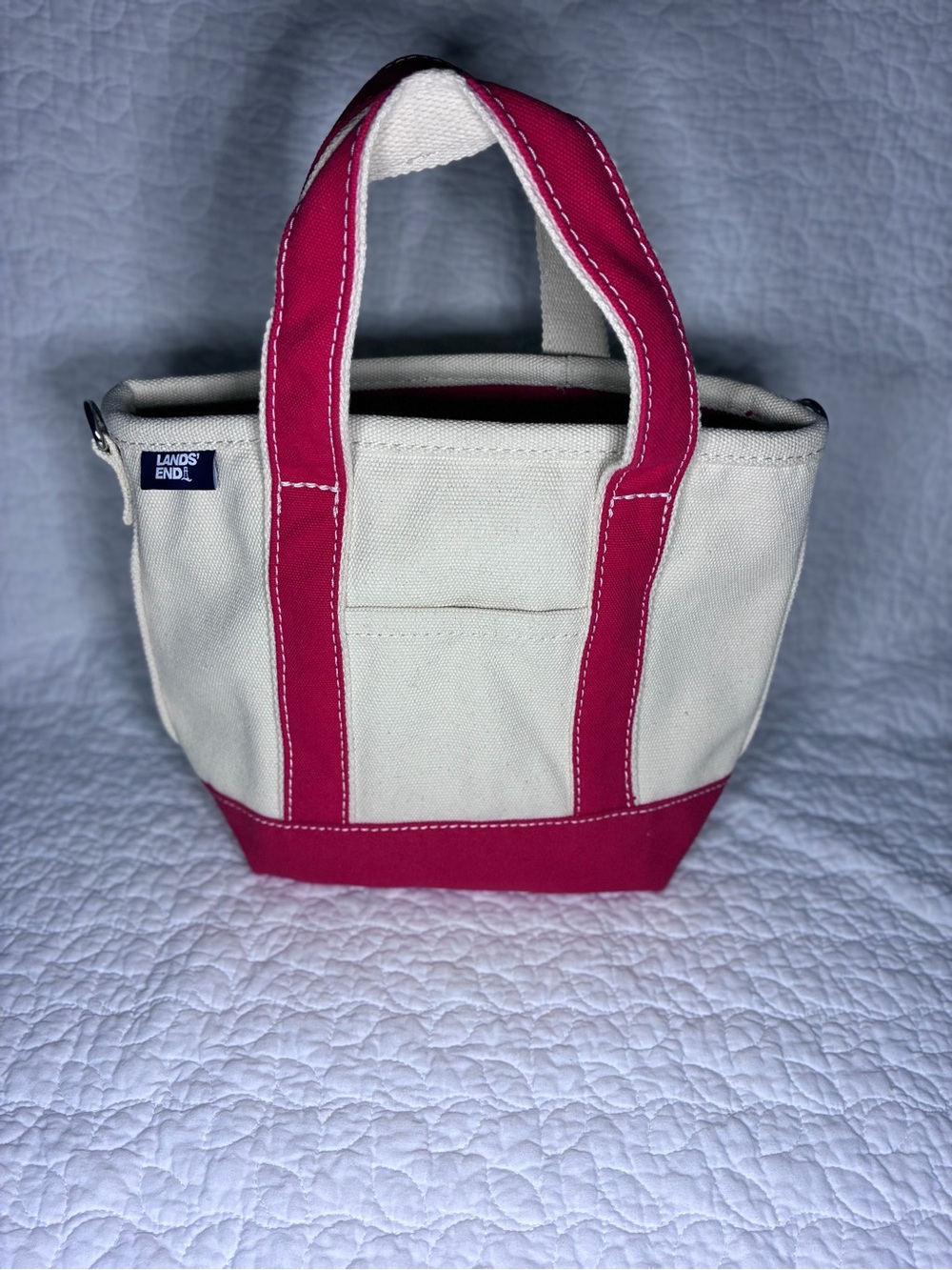 Lands’ End Canvas Mini Tote Bag Red & Natural